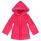 Girls Pink Heart Hooded Puffer Jacket, 1, hi-res
