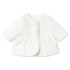 Baby Girls Ivory Faux Fur Peplum Coat, 2, hi-res