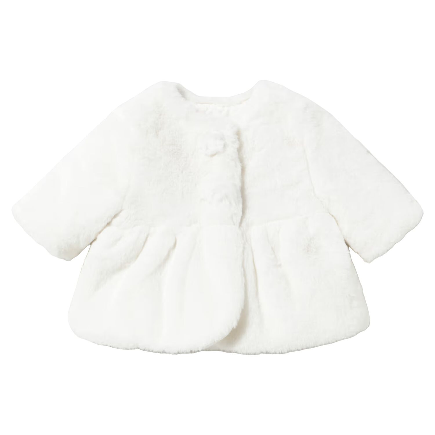 Baby Girls Ivory Faux Fur Peplum Coat, 2, hi-res