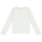 Girls Ivory & Navy Blue Bow Long Sleeve Top, 1, hi-res