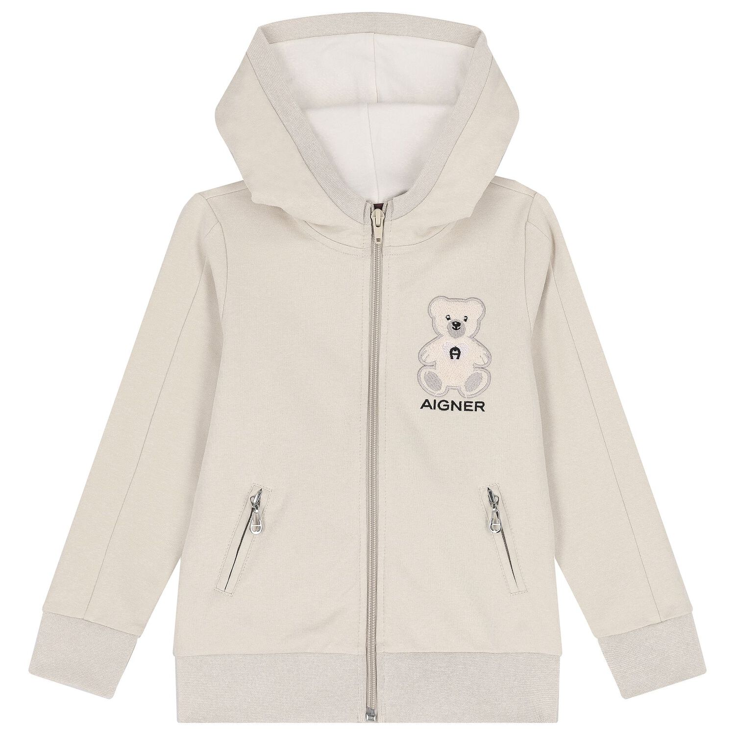 Girls Beige Teddy Bear Logo Tracksuit, 1, hi-res