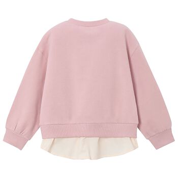Girls Pink & Ivory Strawberry Sweatshirt