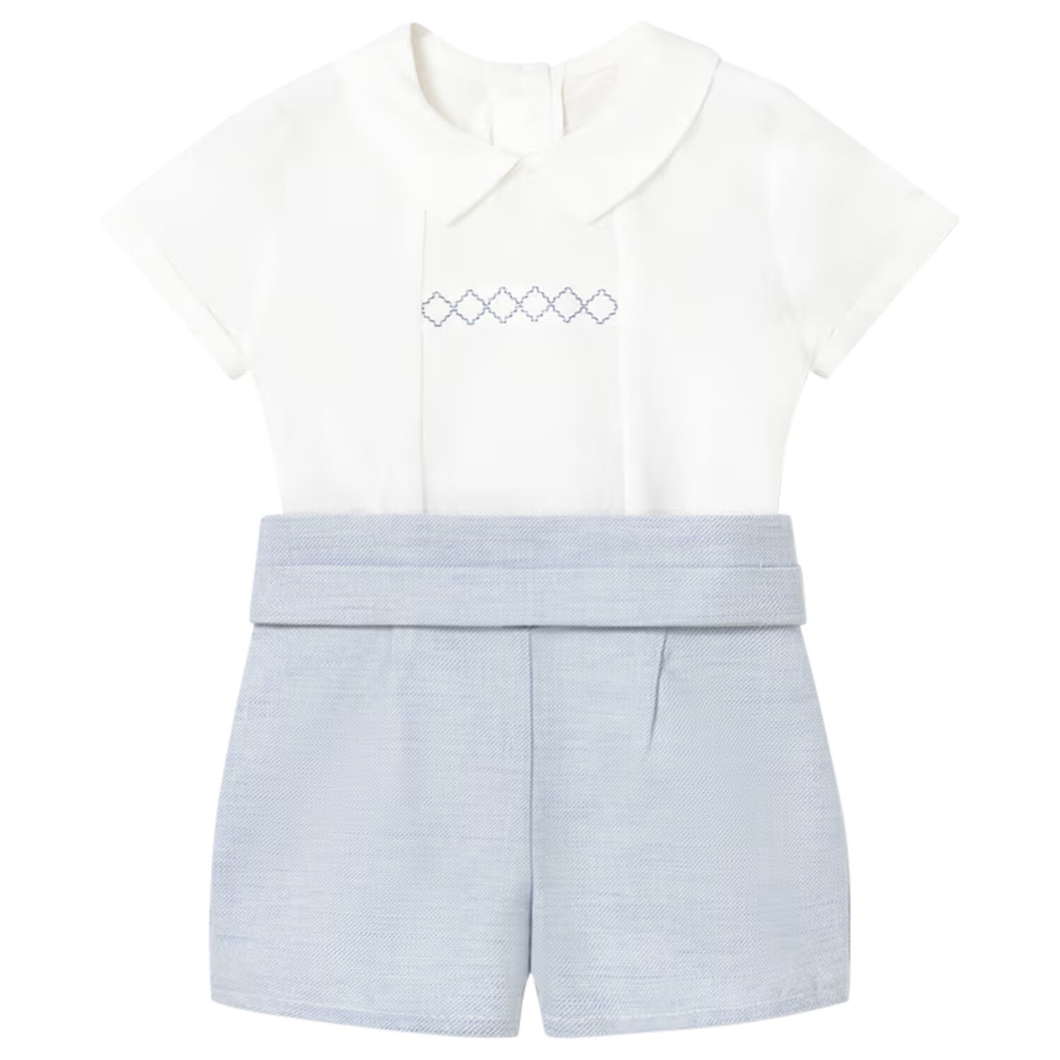 Baby Boys White & Blue Shorts Set, 1, hi-res