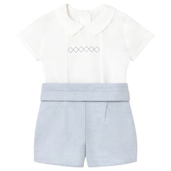 Baby Boys White & Blue Shorts Set