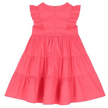 Girls Pink Bow Tiered Dress