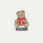 Younger Girls Ivory Teddy Bear Logo Dress , 1, hi-res
