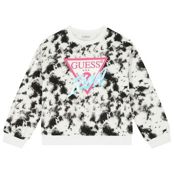 Girls White & Black Logo Sweatshirt