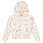 Girls Ivory Logo Hooded Top, 1, hi-res