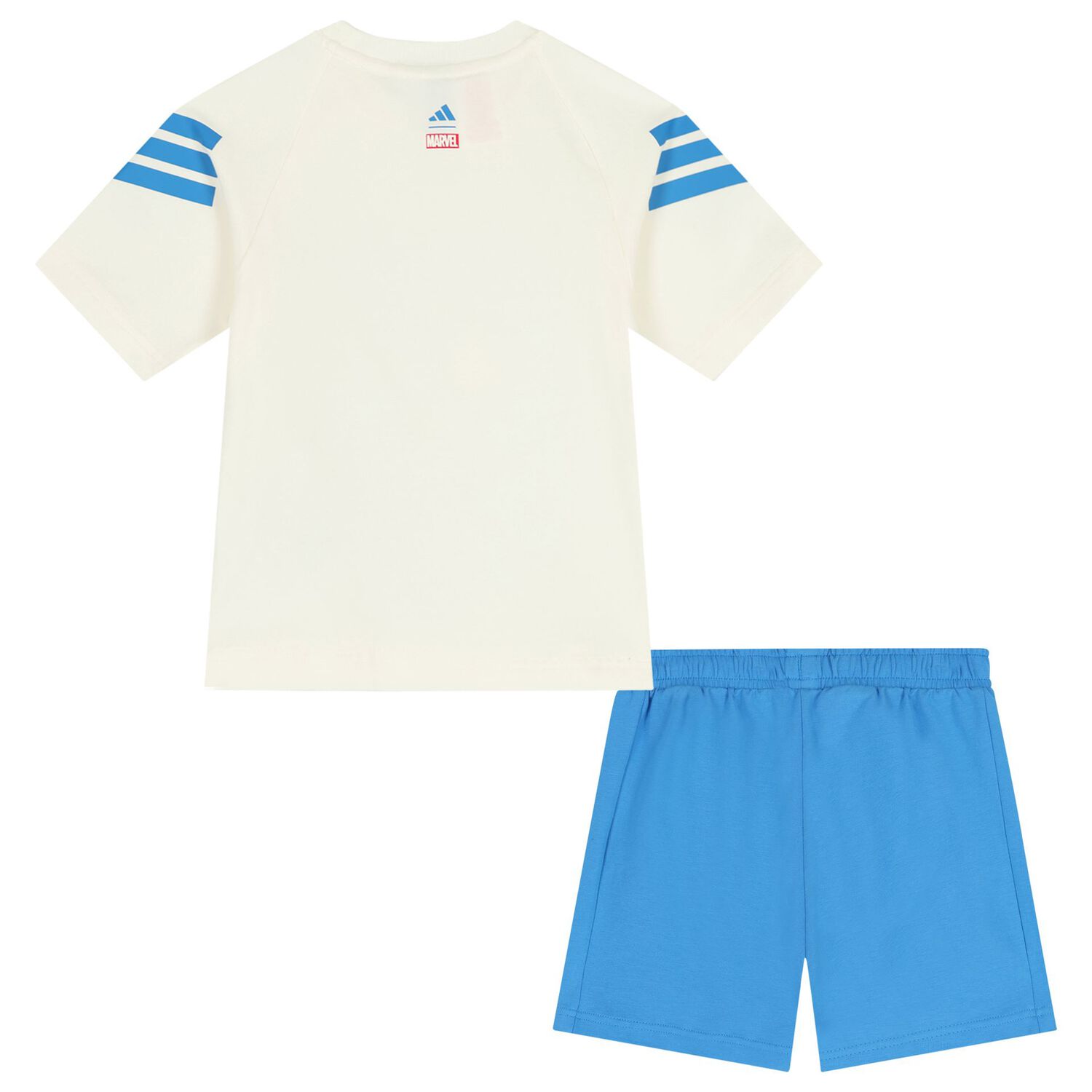 Boys Ivory & Blue Marvel Shorts Set, 1, hi-res