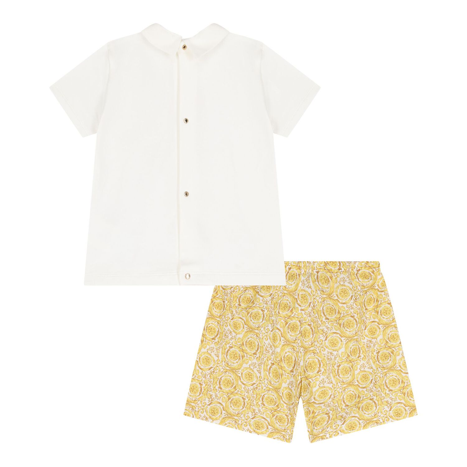 Ivory & Gold Logo Baby Shorts Set, 1, hi-res