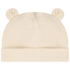 Beige Teddy Bear Logo Hat & Bib Baby Gift Set, 2, hi-res