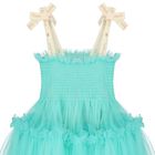 Girls Green Ruffled Tulle Dress, 1, hi-res