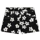 Girls Black Flower Shorts, 1, hi-res