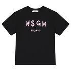 Girls Black & Pink Logo T-Shirt, 8, hi-res