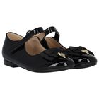 Girls Black Bow Ballerina Shoes, 2, hi-res