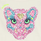 Girls Ivory Sequin Logo Long Sleeve Top, 1, hi-res