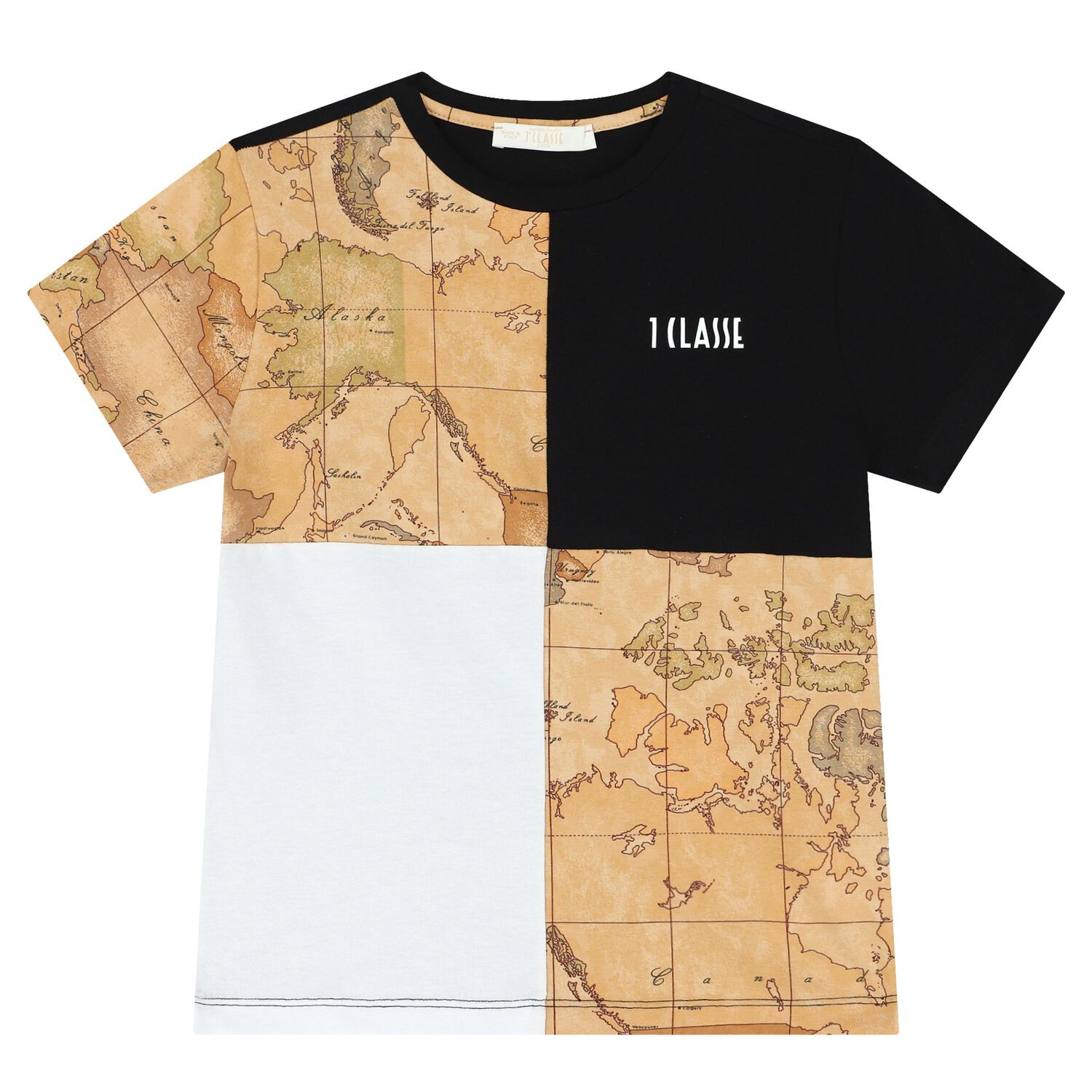 Boys Black, White & Beige Geo Map T-Shirt, 1, hi-res