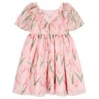 Girls Pink Chiffon Floral Dress, 1, hi-res