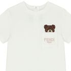 Baby Girls Ivory Teddy Bear Logo T-Shirt, 1, hi-res