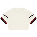 Girls Ivory Logo Crop Top, 1, hi-res