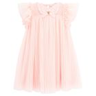Girls Pink Pleated Tulle Dress, 1, hi-res