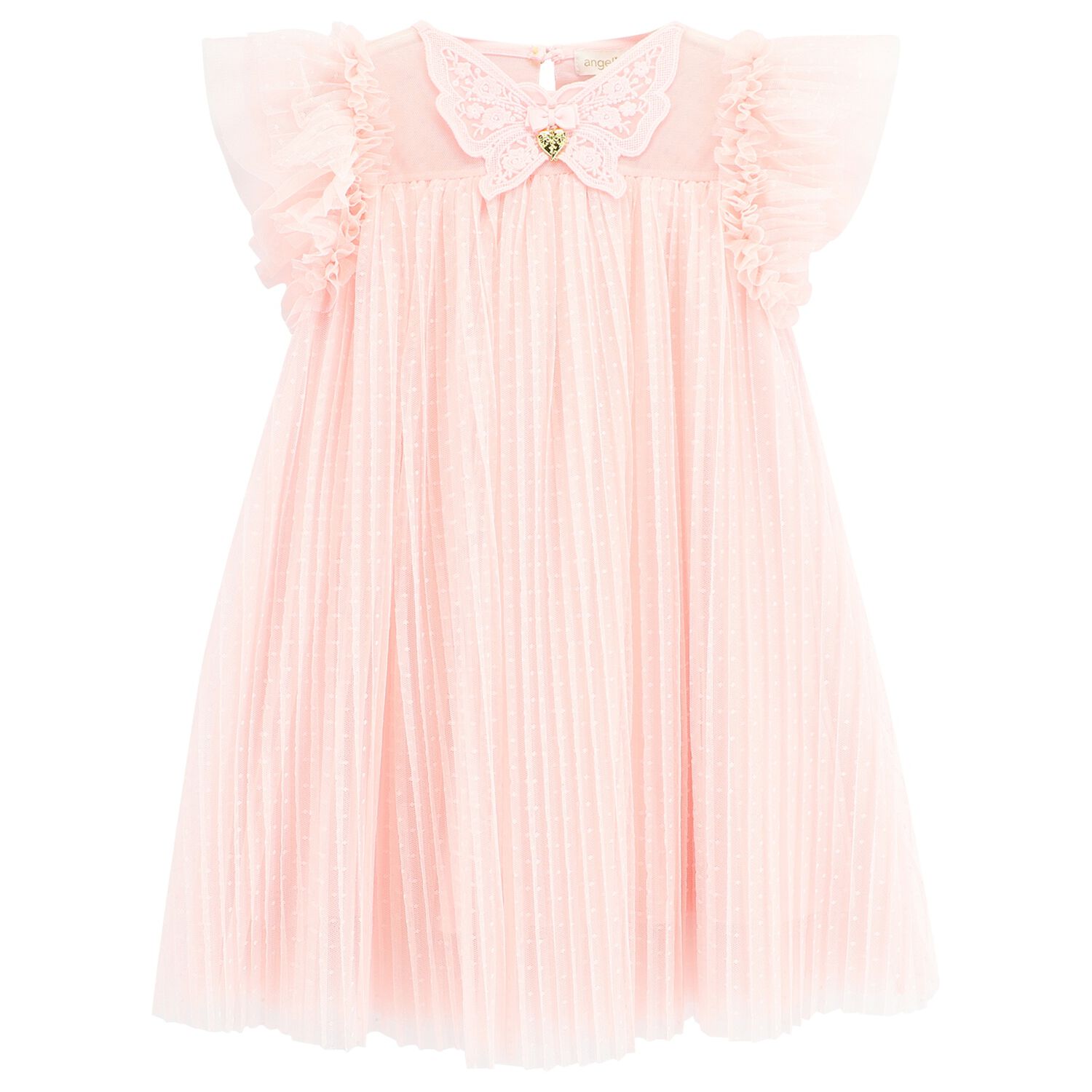 Girls Pink Pleated Tulle Dress, 1, hi-res image number null
