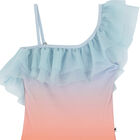 Girls Blue & Orange Ruffled Swimsuit, 1, hi-res