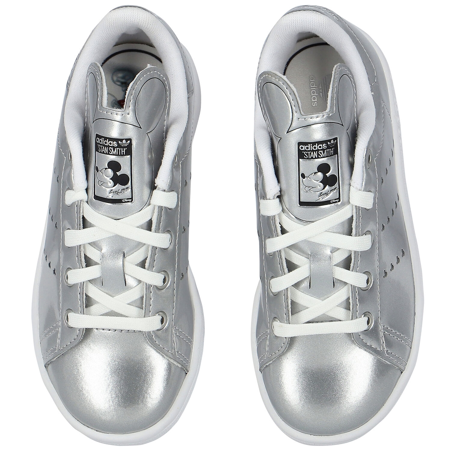 Girls Silver Stan Smith Trainers, 1, hi-res