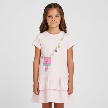 Girls Pink Logo Bag Dress