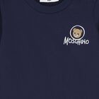 Younger Navy Blue Teddy Bear Logo Long Sleeve Top, 2, hi-res