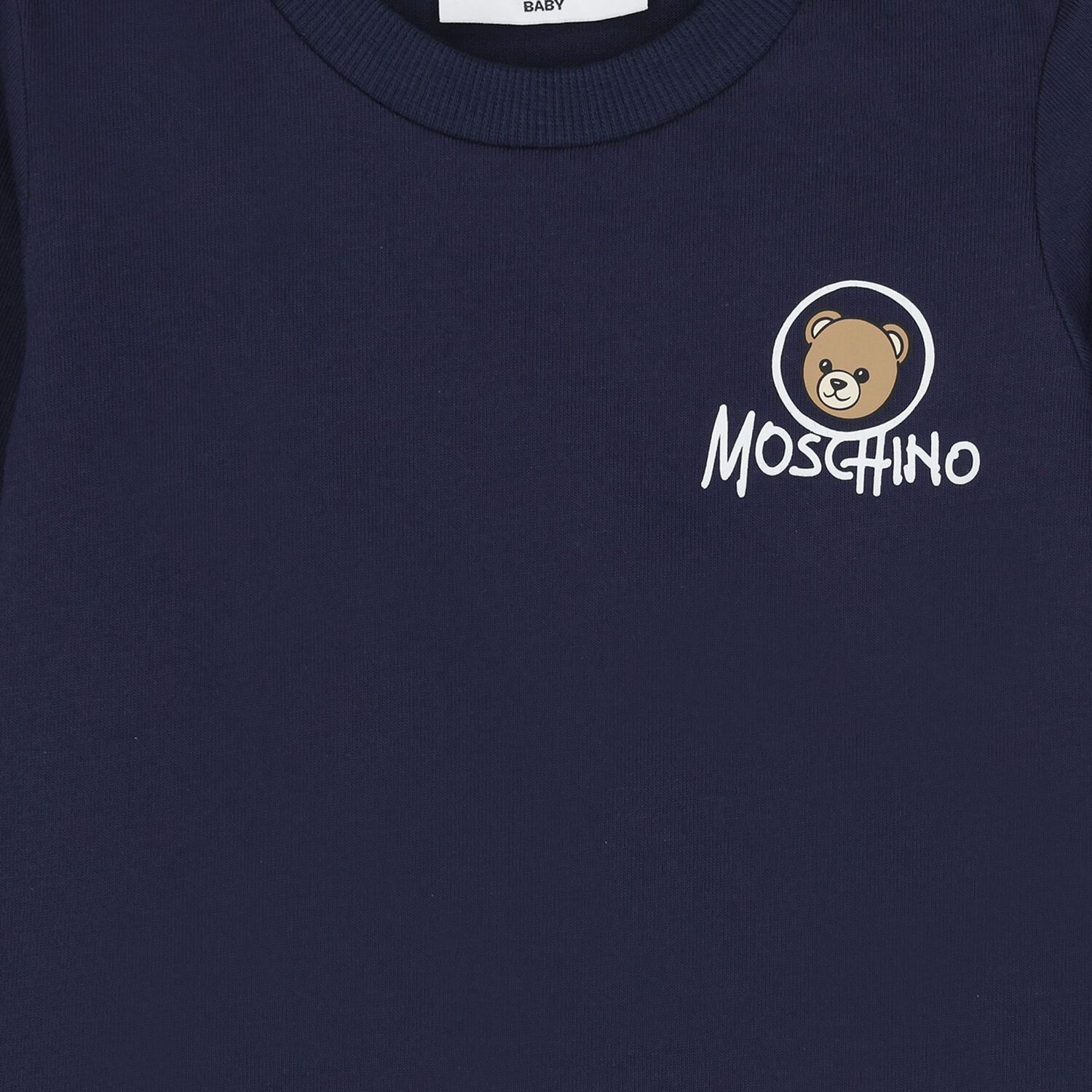 Younger Navy Blue Teddy Bear Logo Long Sleeve Top, 2, hi-res