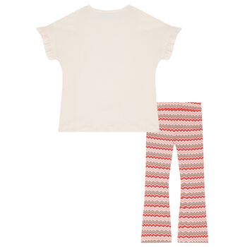 Girls Ivory & Pink Zigzag Leggings Set
