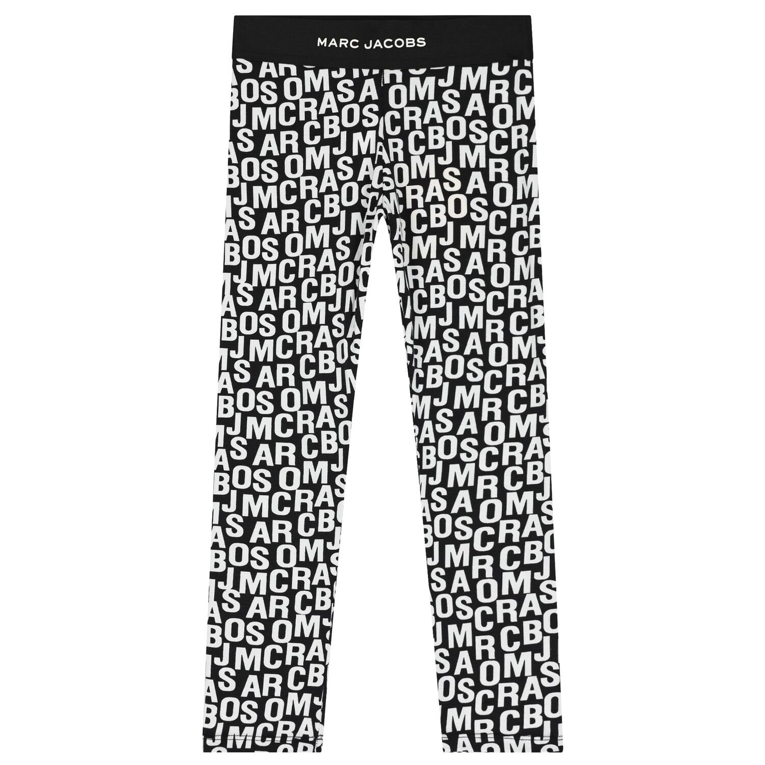 Girls Black & White Logo Leggings, 1, hi-res