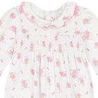 Baby Girls White & Pink Rose Babygrow, 1, hi-res