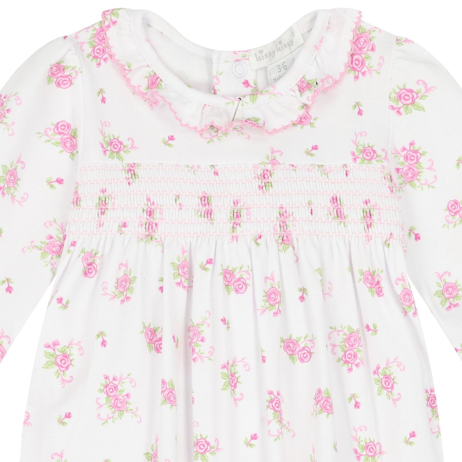 Baby Girls White & Pink Rose Babygrow, 1, hi-res image number null