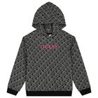 Girls Black Logo Hooded Top, 3, hi-res