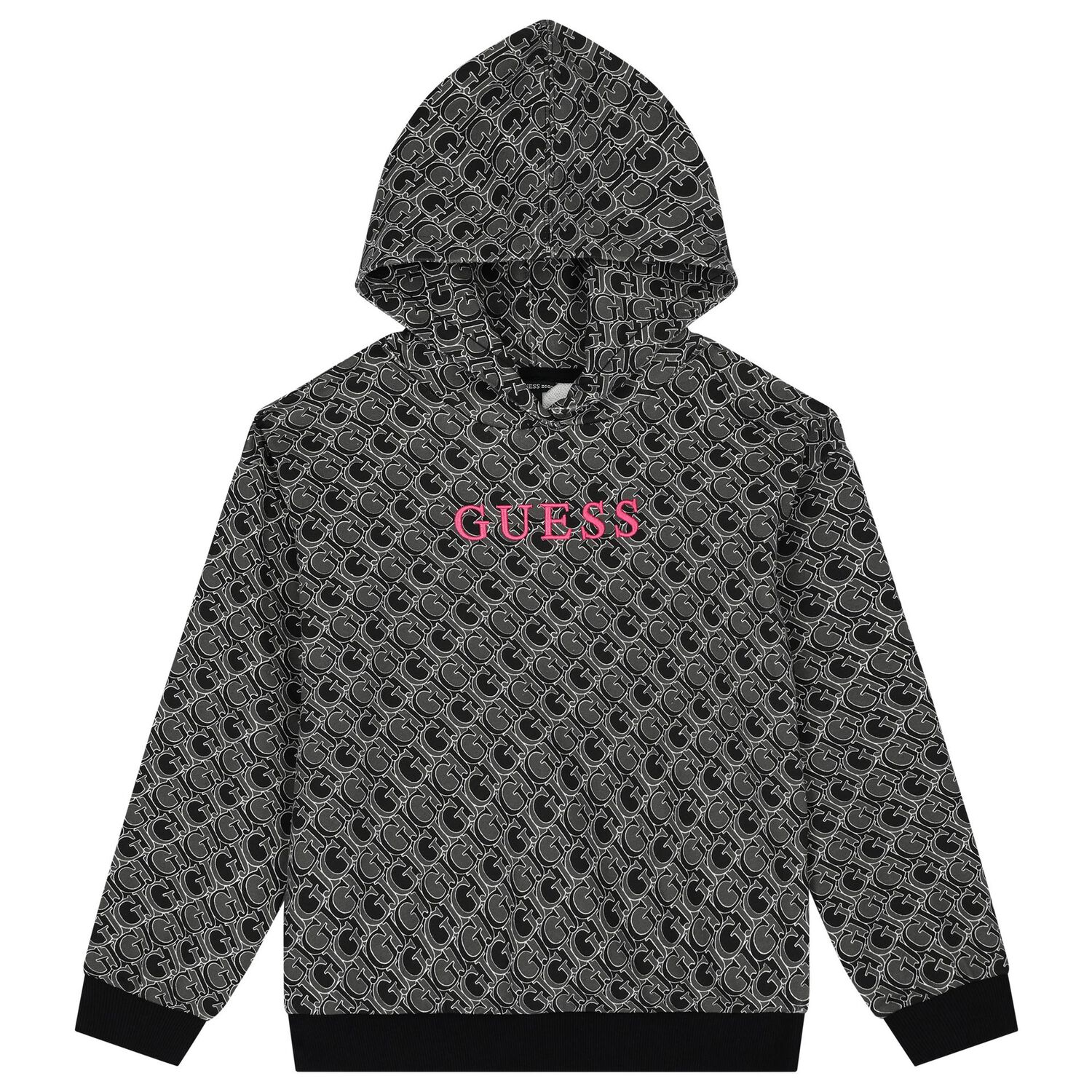 Girls Black Logo Hooded Top, 3, hi-res image number null