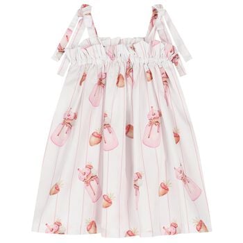 Girls White & Pink Milk Shake Beach Dress