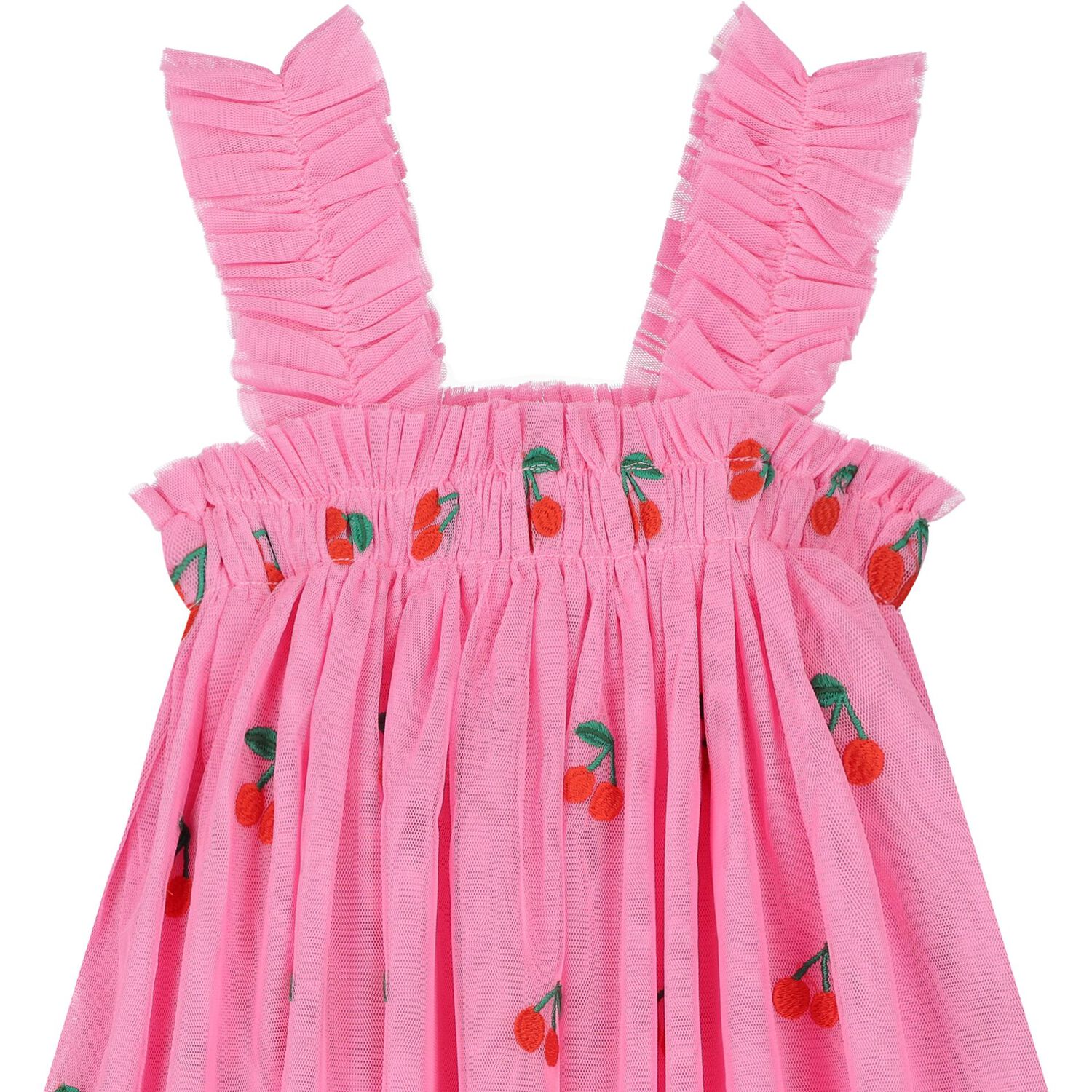 Girls Pink Tulle Cherry Dress, 1, hi-res image number null