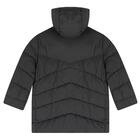 Boys Grey Long Quilted Jacket, 1, hi-res