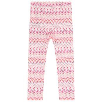 Girls White & Pink Zig Zag Leggings