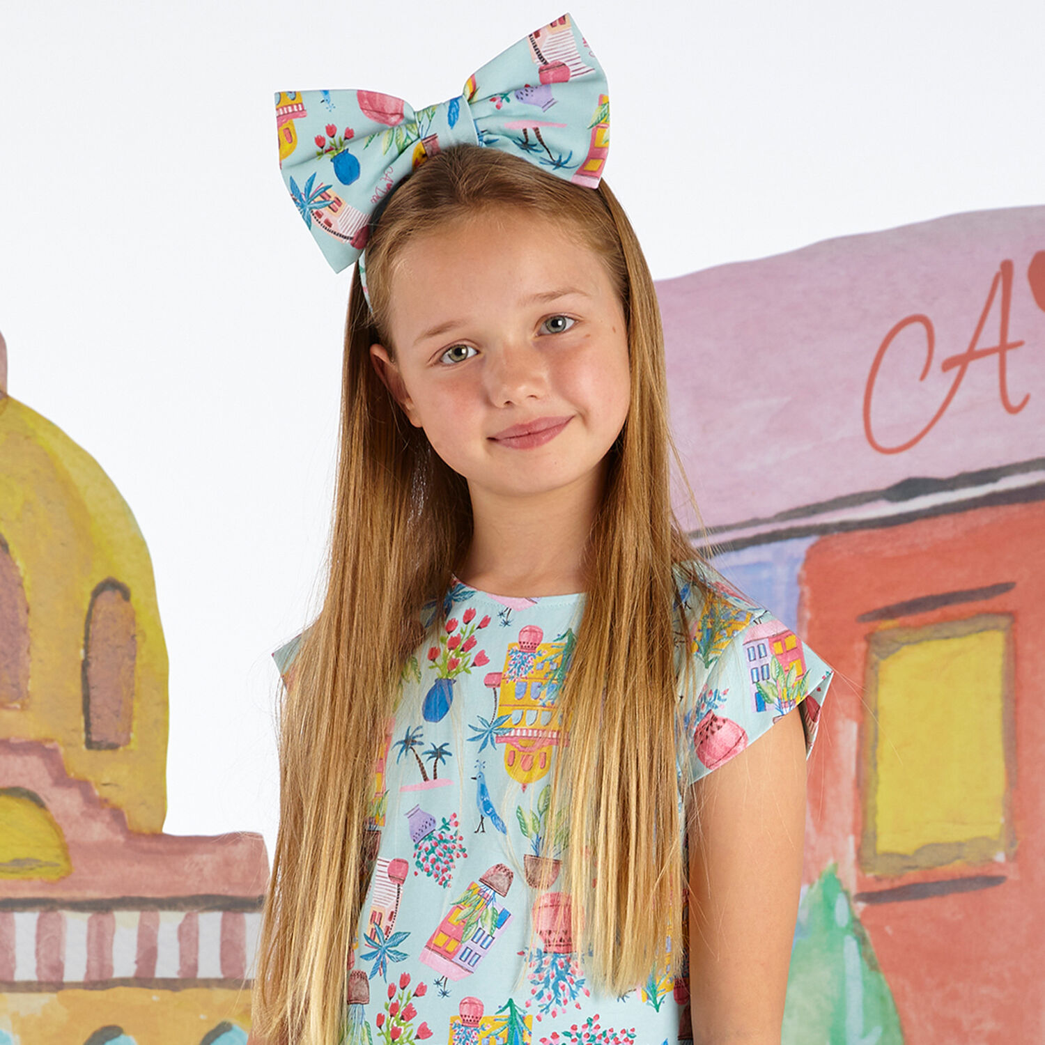 Girls White Bow Headband, 1, hi-res