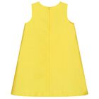 Girls Yellow Bow Satin Dress, 1, hi-res