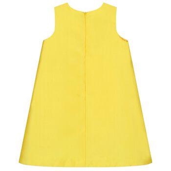 Girls Yellow Bow Satin Dress