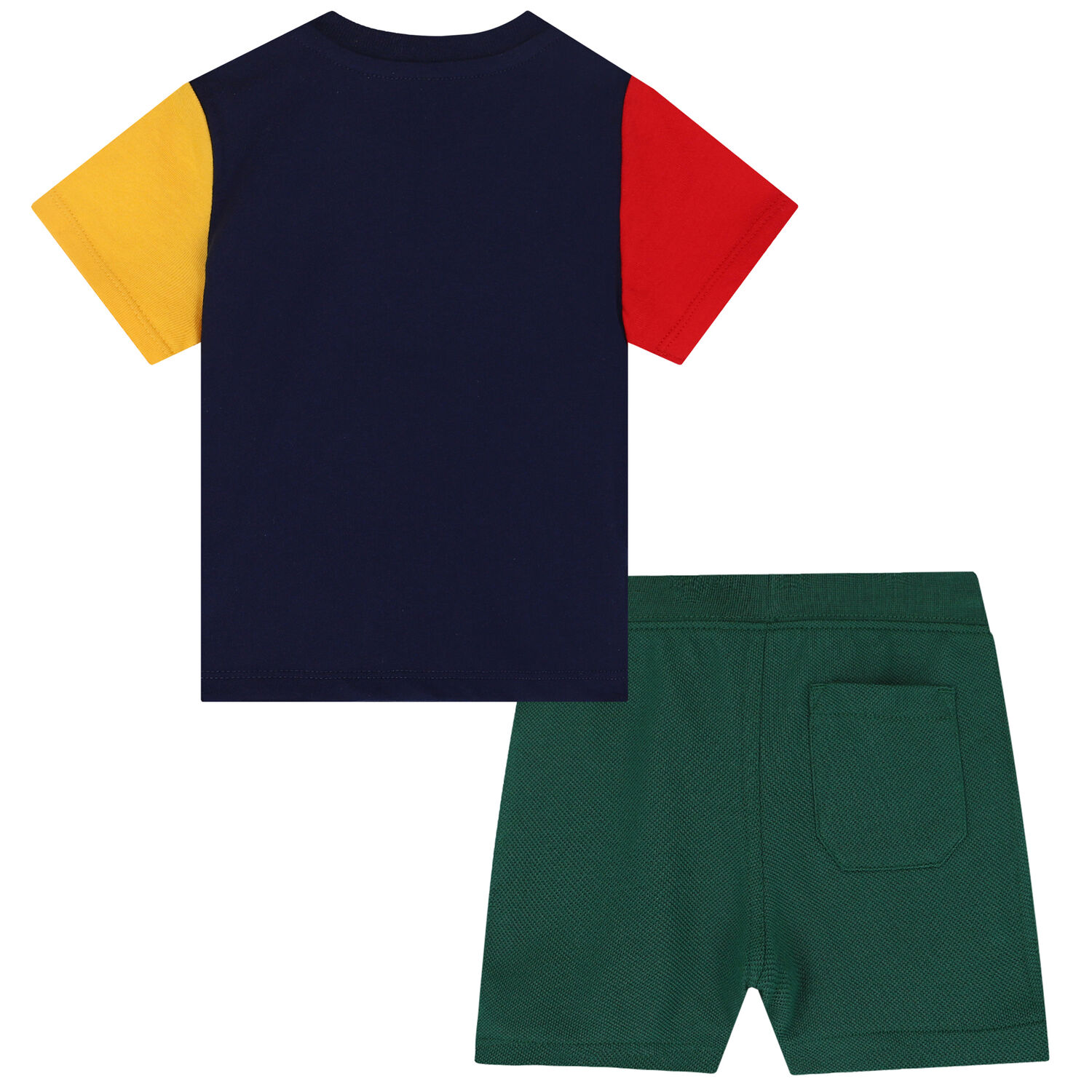 Baby Boys Navy & Green Logo Shorts Set, 1, hi-res