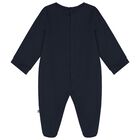 Baby Boys Navy Blue Logo Babygrow, 3, hi-res