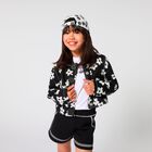 Girls Black Stitched Print Shorts, 1, hi-res