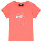Girls Pink Choupette Logo T-Shirt, 1, hi-res