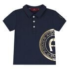 Younger Boys Navy Blue & Gold Polo Shirt, 2, hi-res
