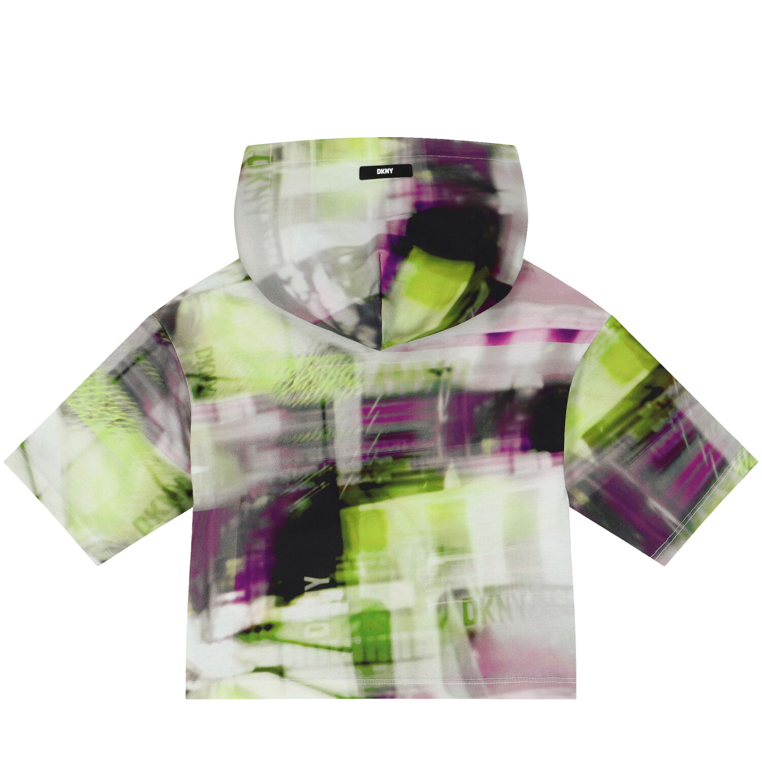 Girls Green, Black & Purple Logo Hooded T-Shirt, 1, hi-res image number null